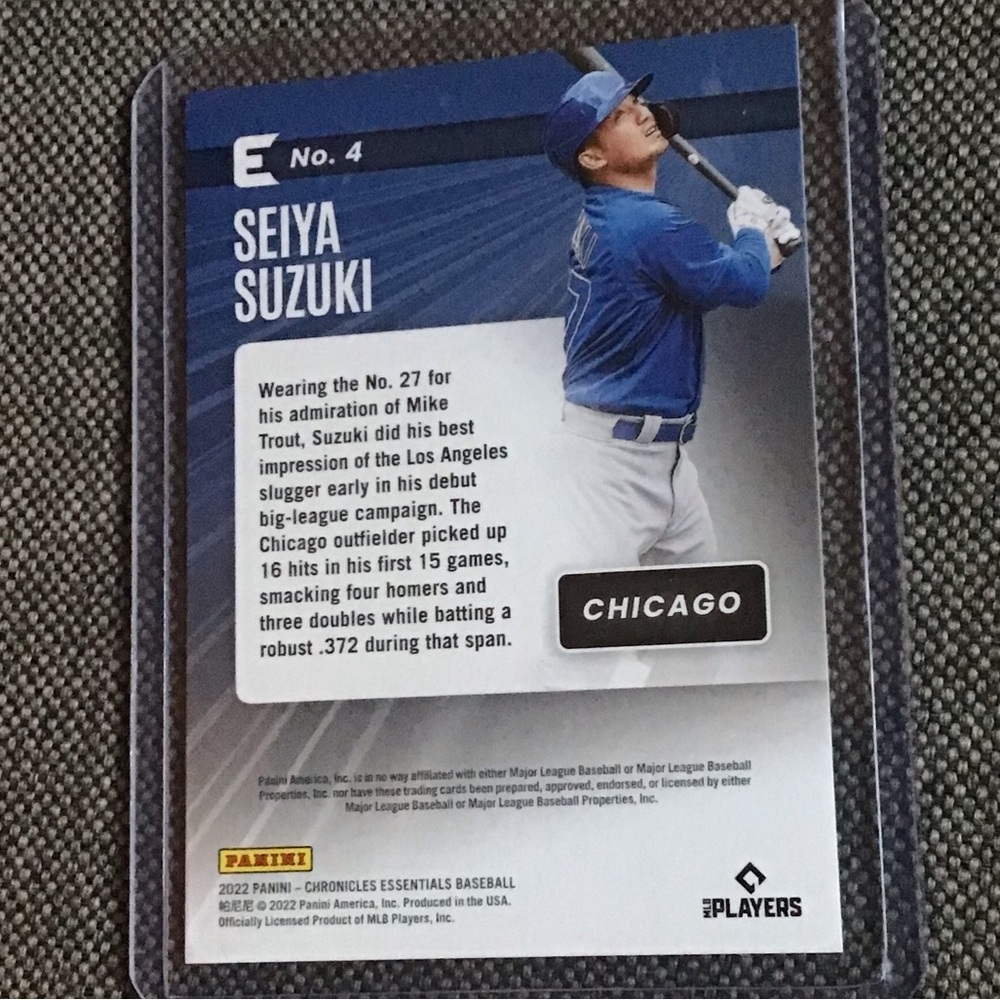 SEIYA SUZUKI Rookie Card 2022 Panini Essentials Football RC (Chicago Cub… - Picture 2 of 2